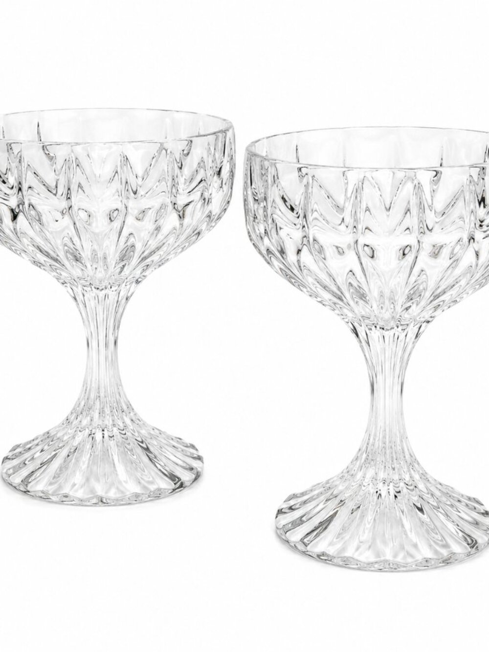 Mikasa Park Lane Clear Pressed Glass Coupe Glasses – Elegant Vintage Stemware